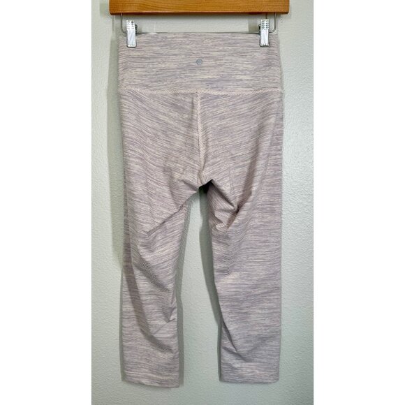 Lululemon Wunder Under Womens High-Rise Crop‎ Leggings Sz 8 Heathered Light Pink - Picture 6 of 12